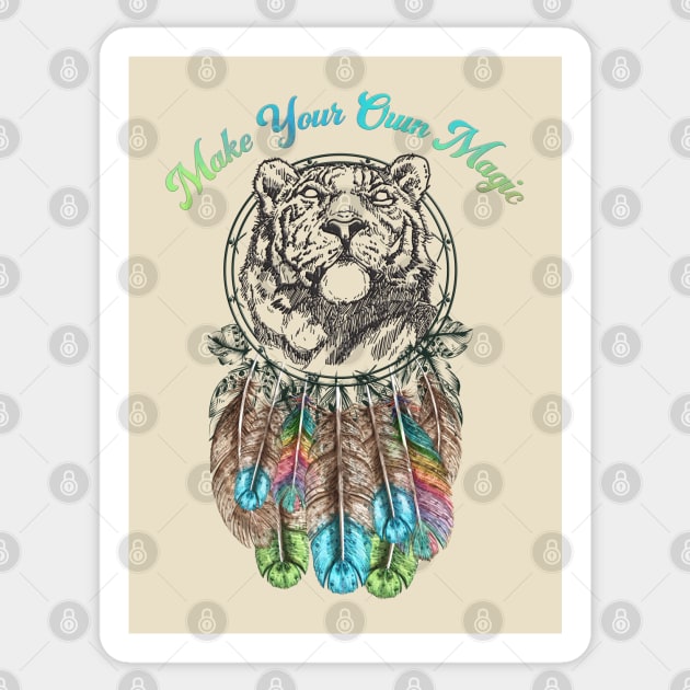 Make Your Own Magic, Rainbow Tiger Dream Catcher Sticker by Kylie Paul